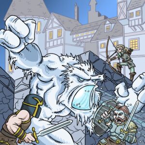 A cartoon homage to the cover for A Darkness Gathering (original painting by Matt Wilson)