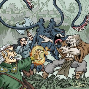 A cartoon homage to Wayne Reynolds's cover for the D&D Player's Kit boxed set.